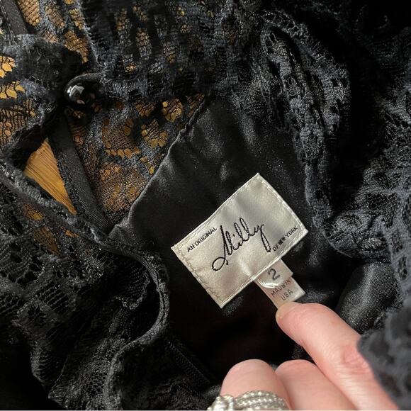 Milly of New York Lace Ruffle Sheath dress black - 2 - Picture 12 of 12